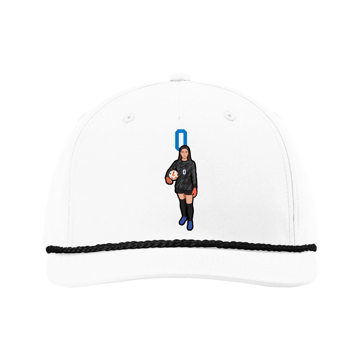 Five-Panel Classic Rope Cap — Number Top in White