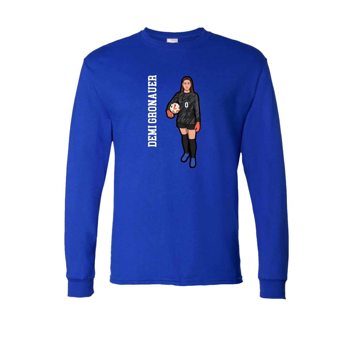 Long Sleeve Tee — Name Vertical in Royal