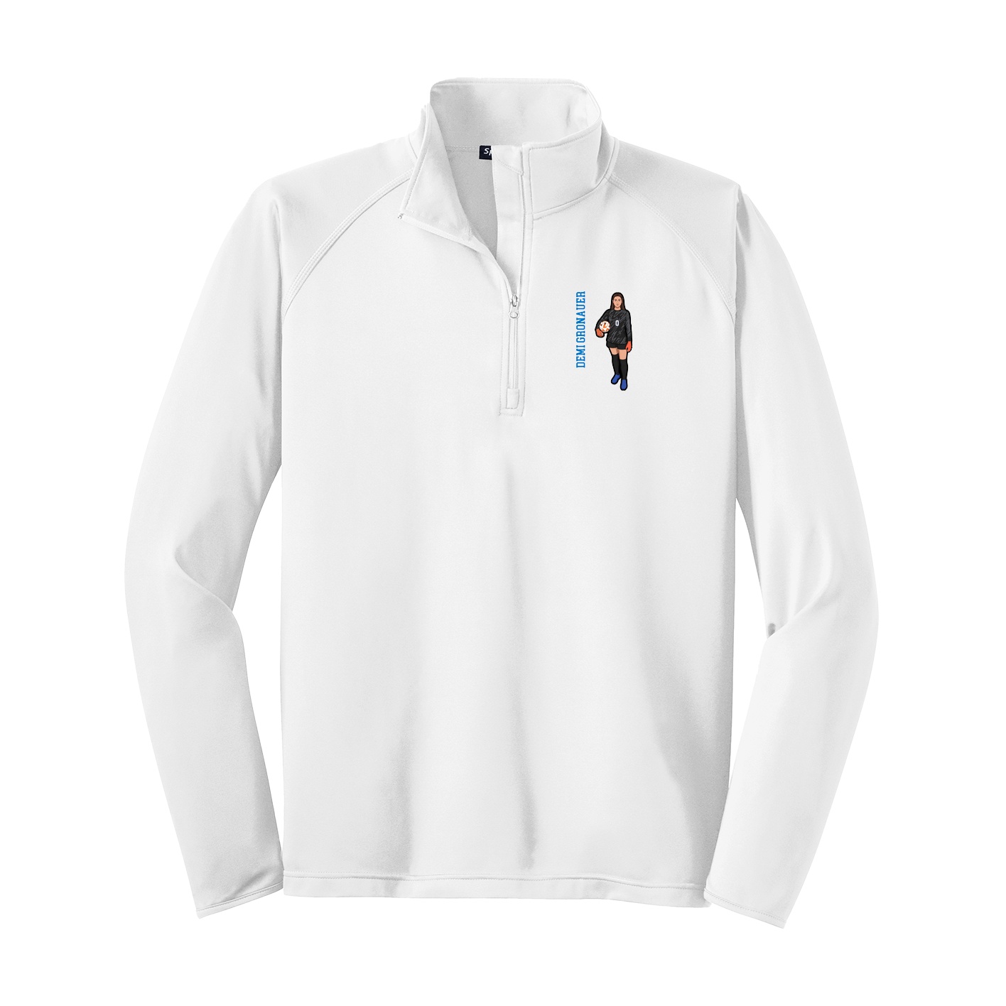 Q-Zip Pullover — Name Vertical in White