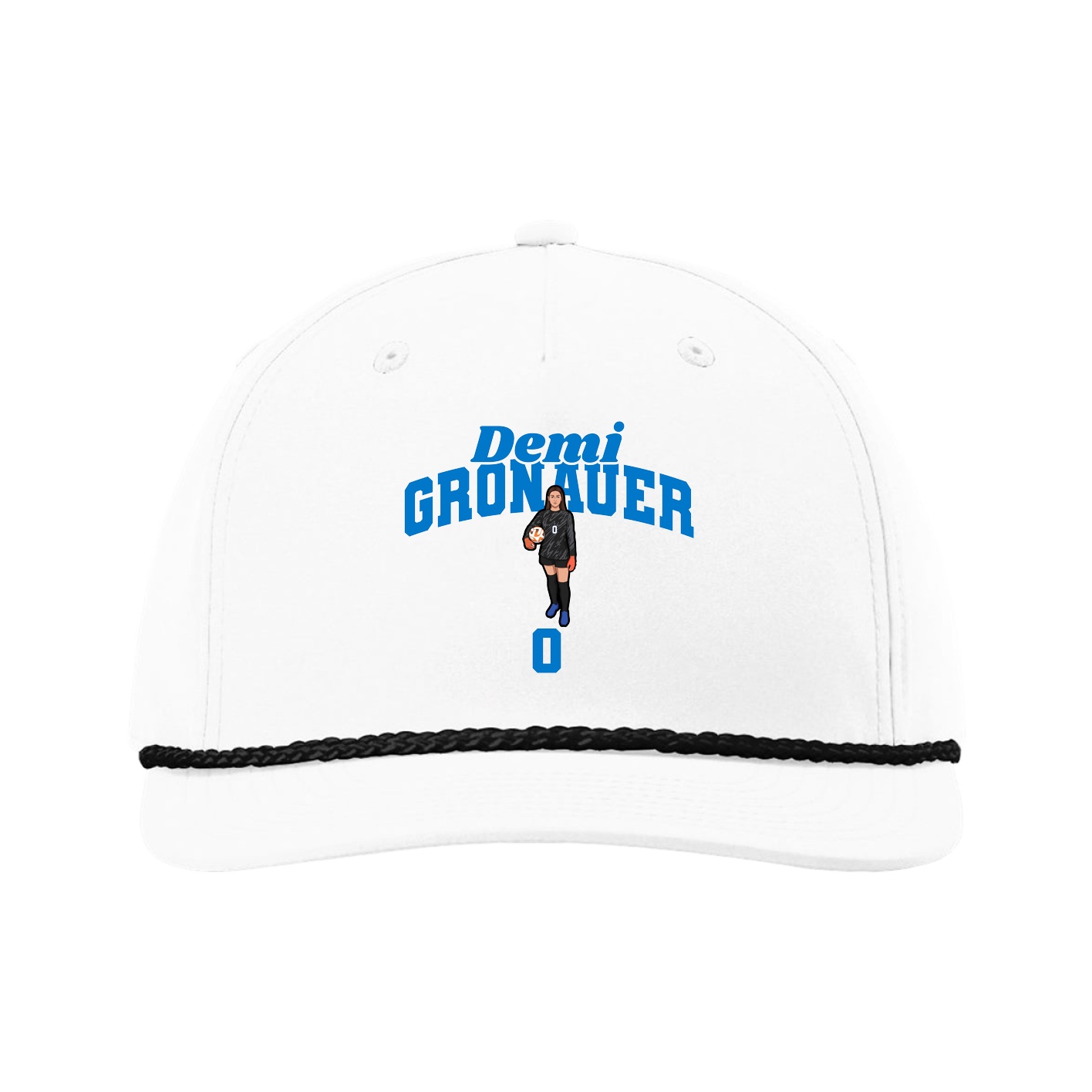 Five-Panel Classic Rope Cap — Signature Arch in White
