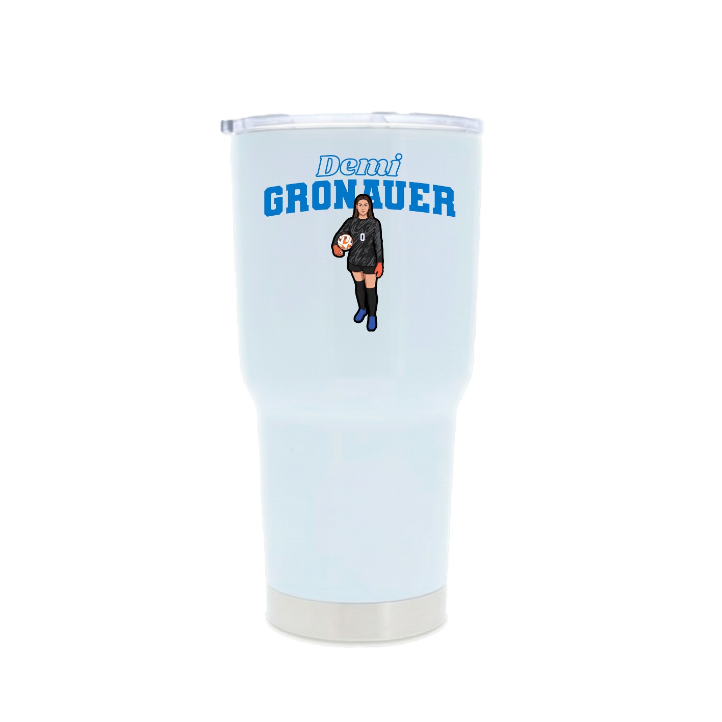 30oz Stainless Steel Tumbler — Name Arch in White