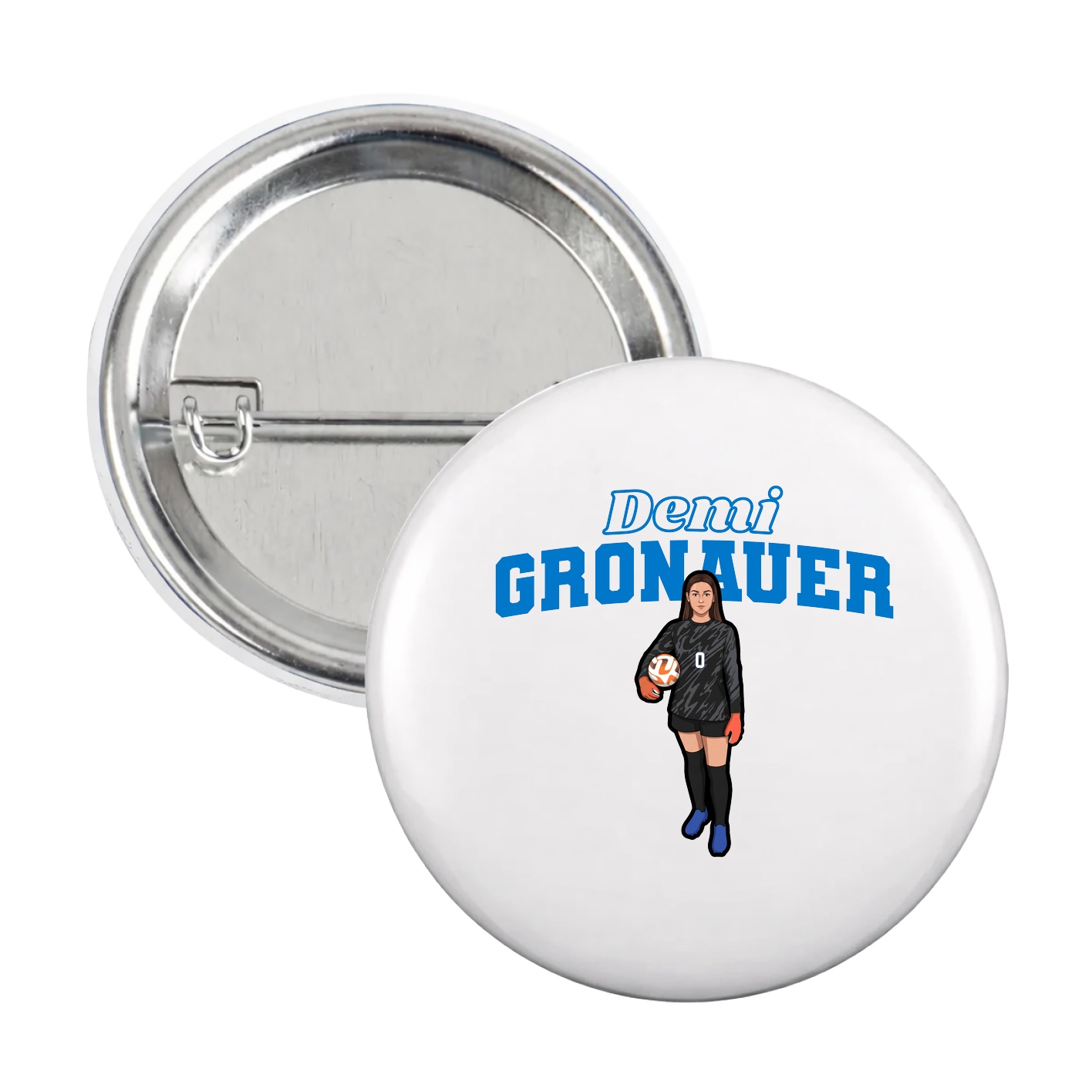 Game Day Button — Name Arch in White