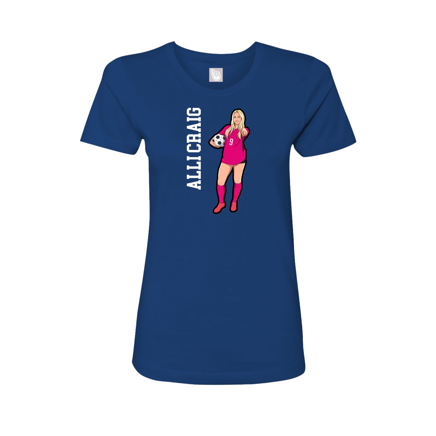 Fitted Women's Tee — Name Vertical in Royal