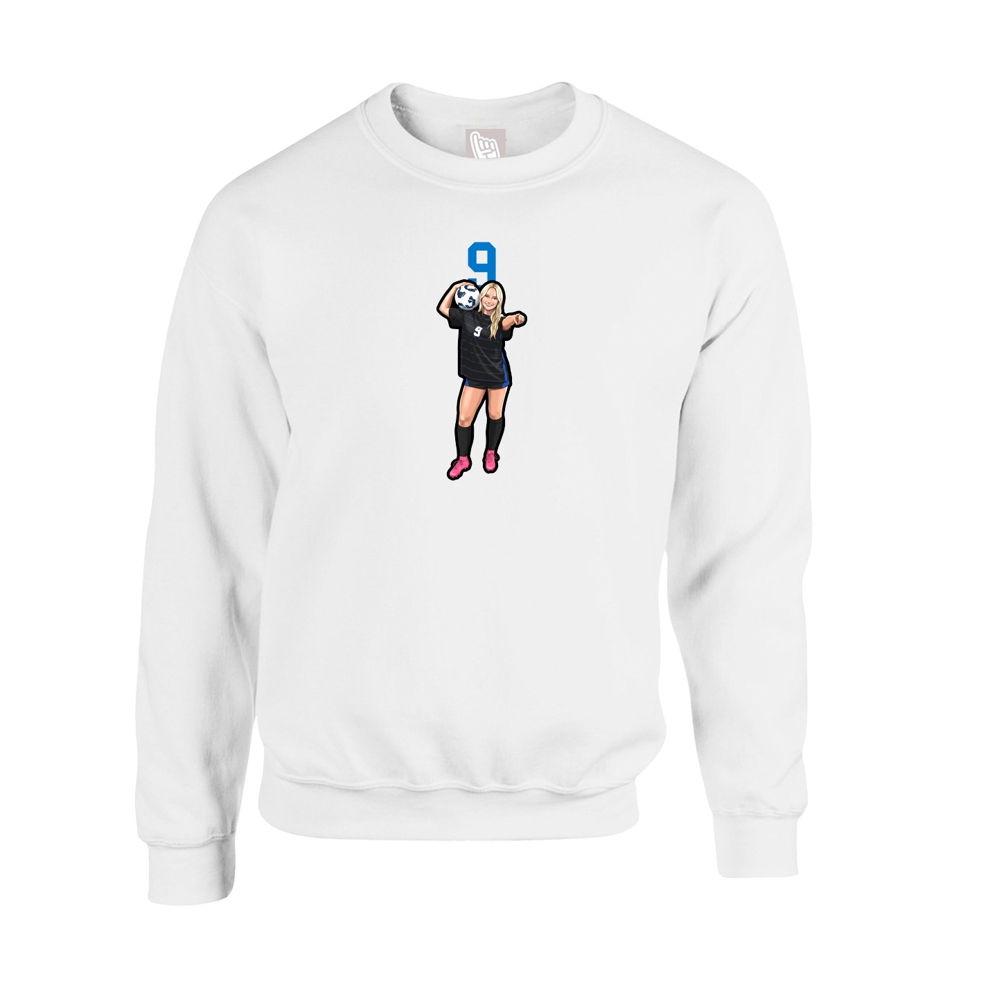 Fleece Crew — Number Top in White