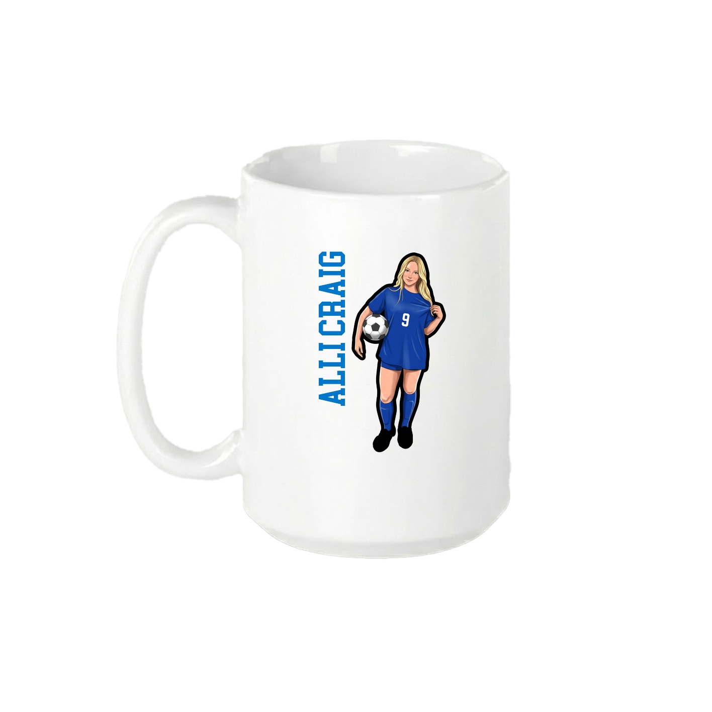 15oz Coffee Mug — Name Vertical in White