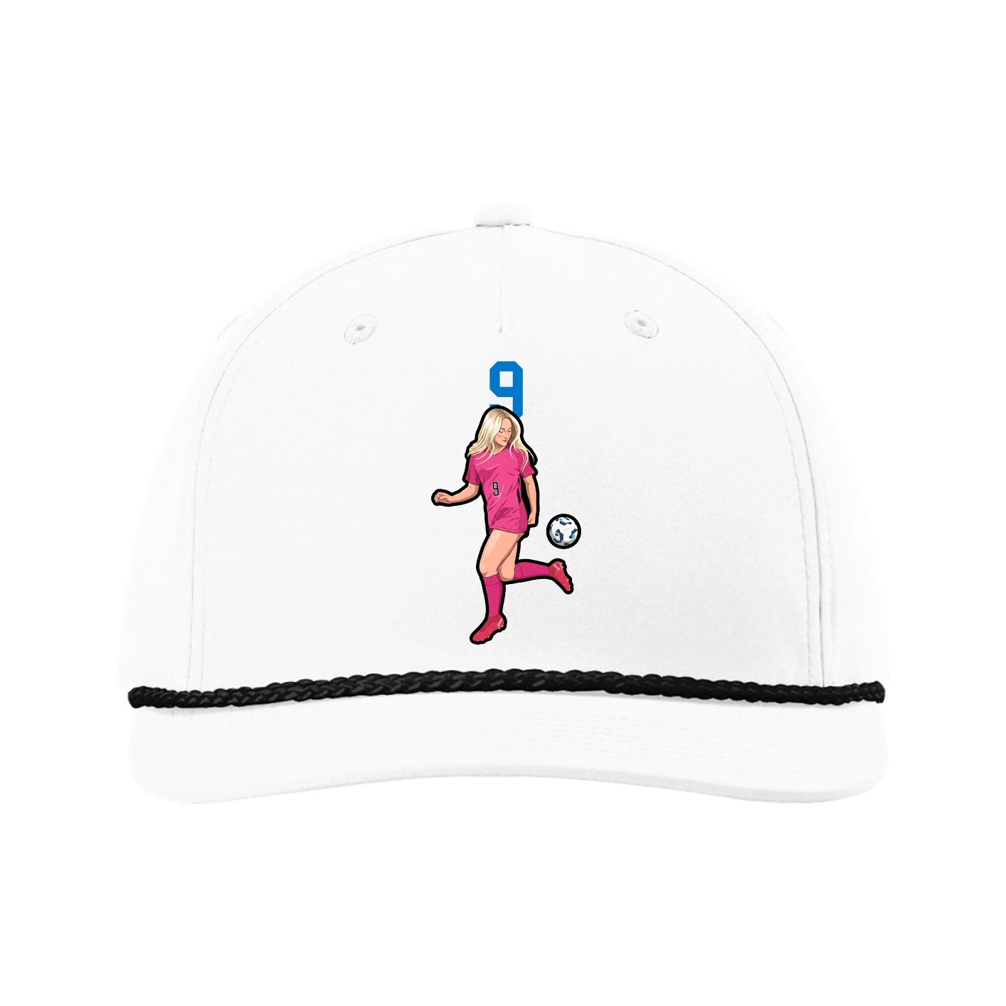 Five-Panel Classic Rope Cap — Number Top in White