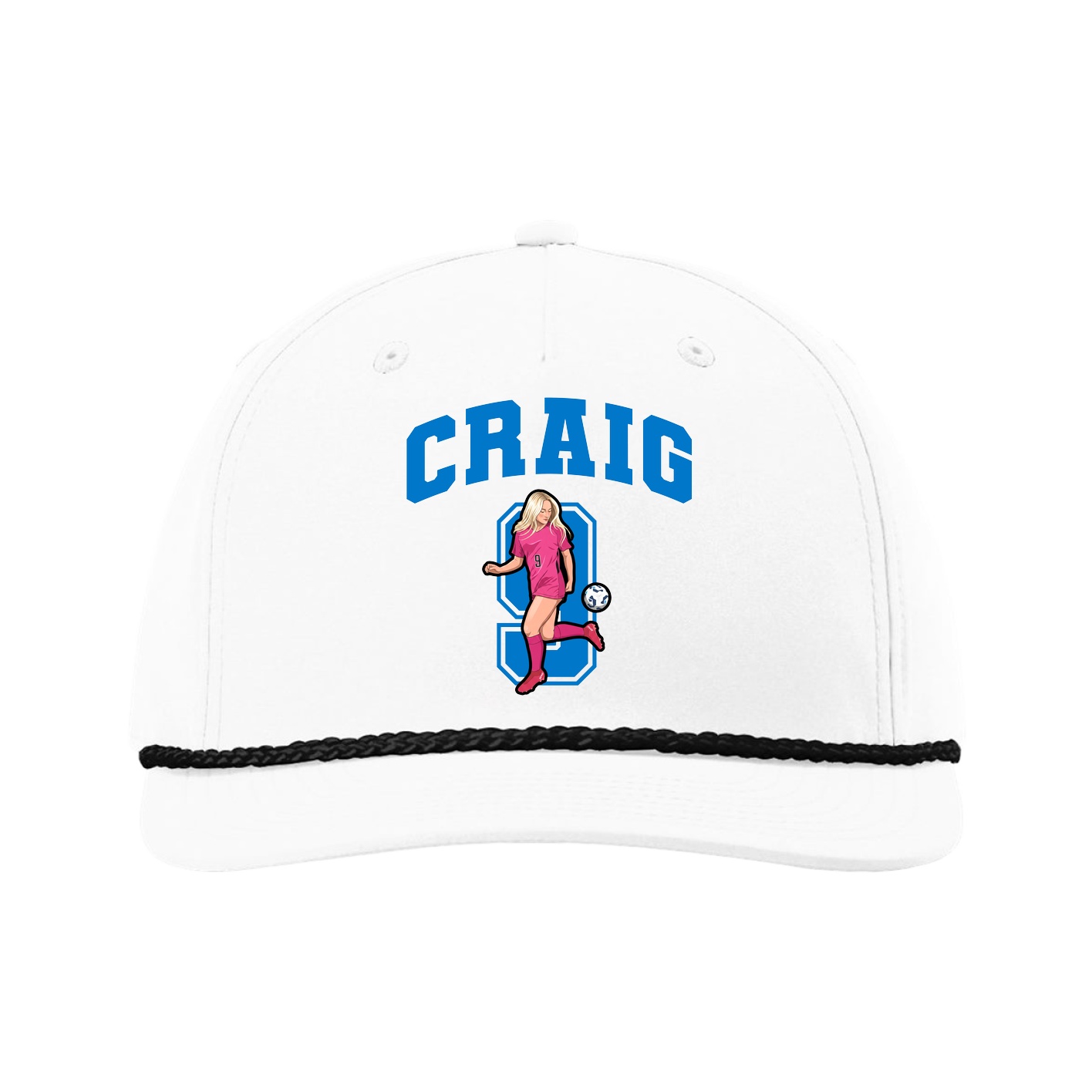Five-Panel Classic Rope Cap — Number in White