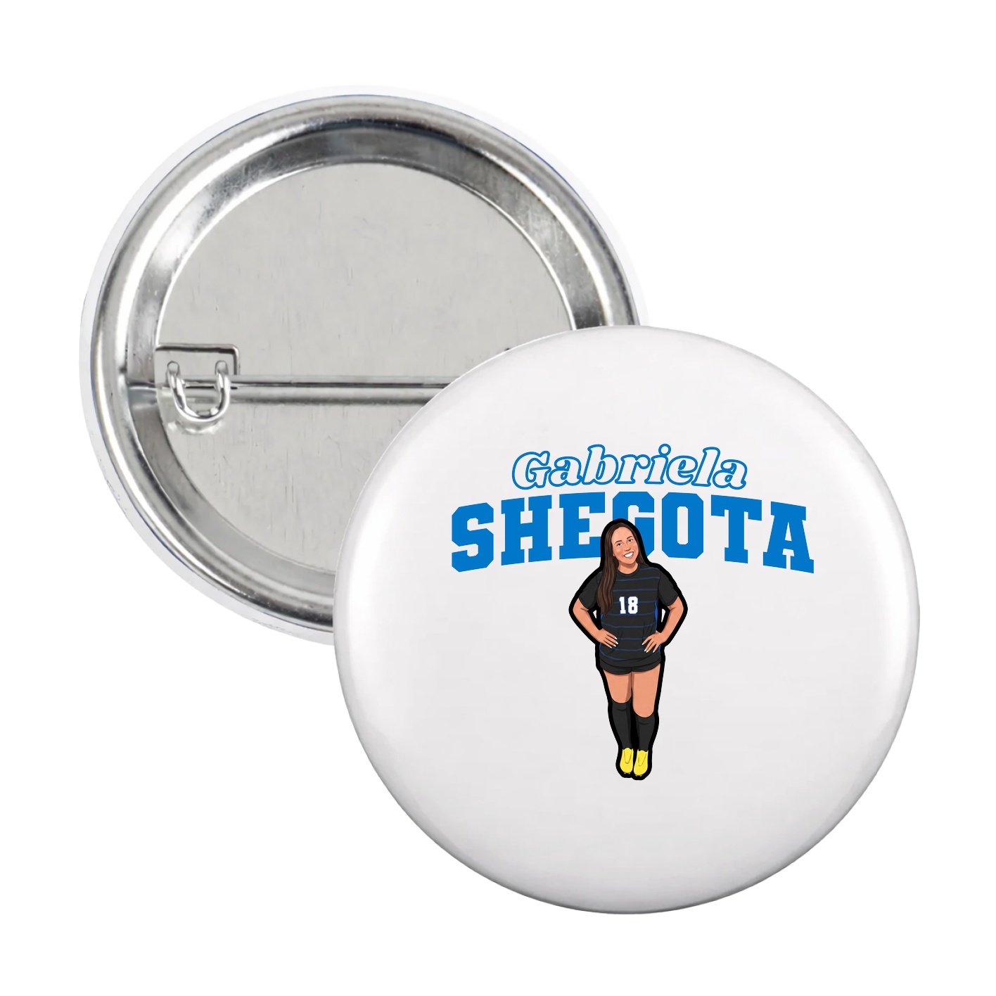 Game Day Button — Name Arch in White