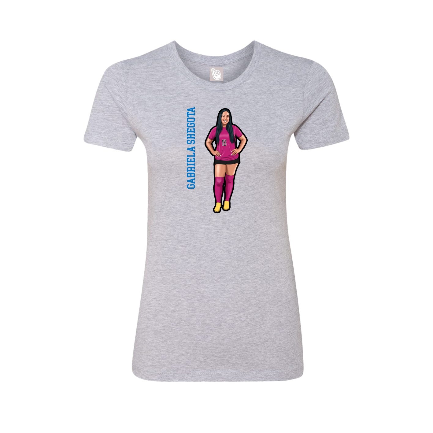 Fitted Women's Tee — Name Vertical in Grey