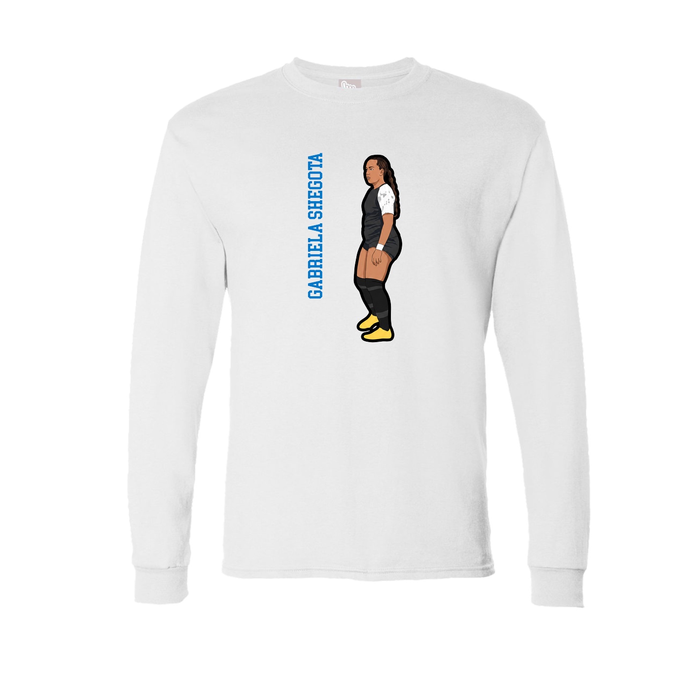 Long Sleeve Tee — Name Vertical in White
