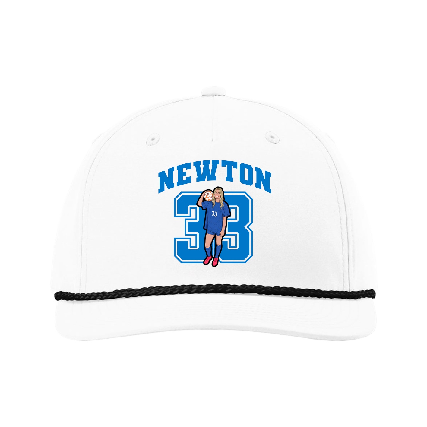 Five-Panel Classic Rope Cap — Number in White