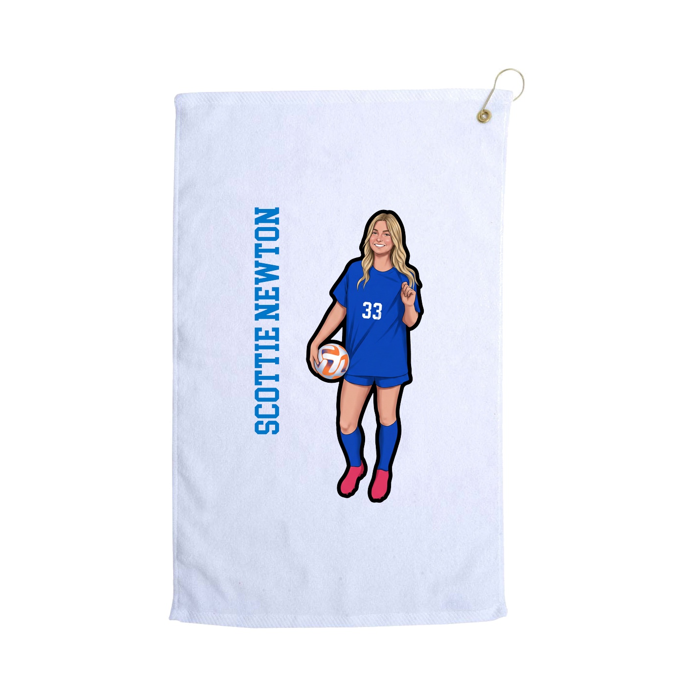 Golf Towel — Name Vertical in White