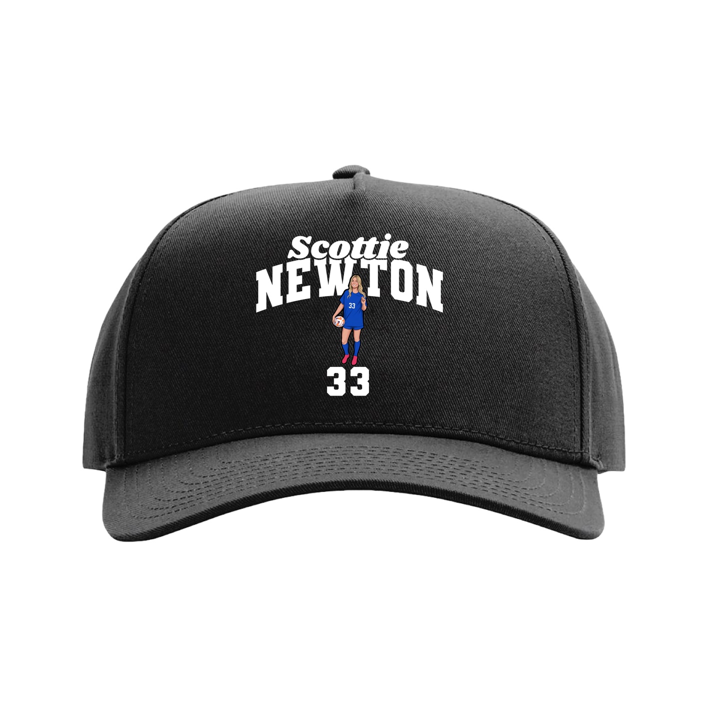 Full Fabric Five-Panel Champ Cap — Signature Arch in Black