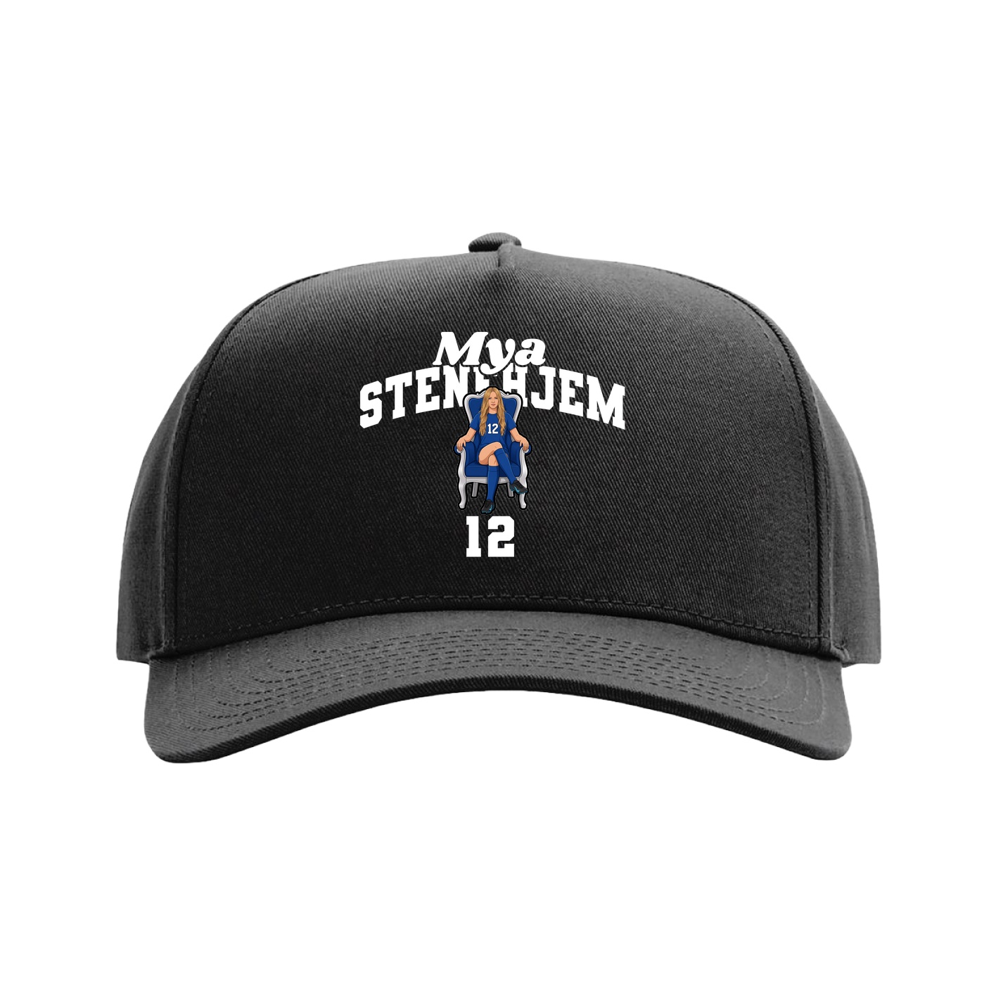 Full Fabric Five-Panel Champ Cap — Signature Arch in Black