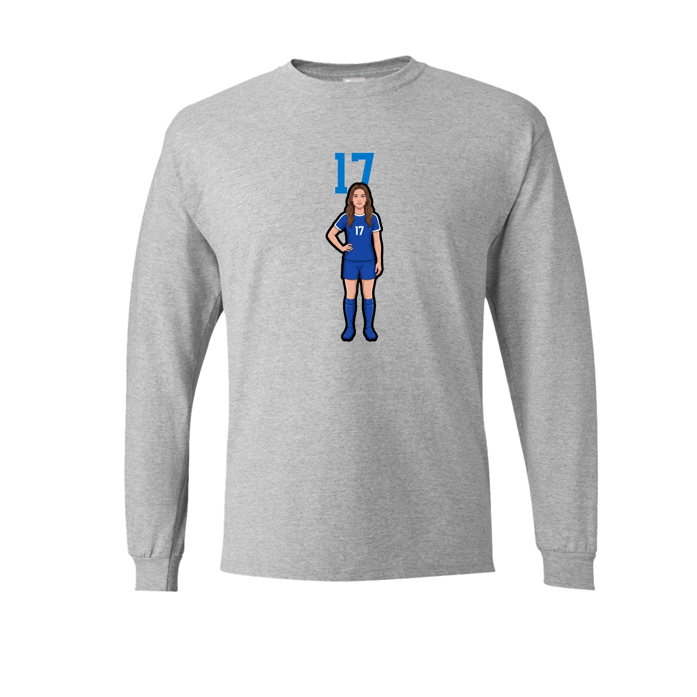 Long Sleeve Tee — Number Top in Grey