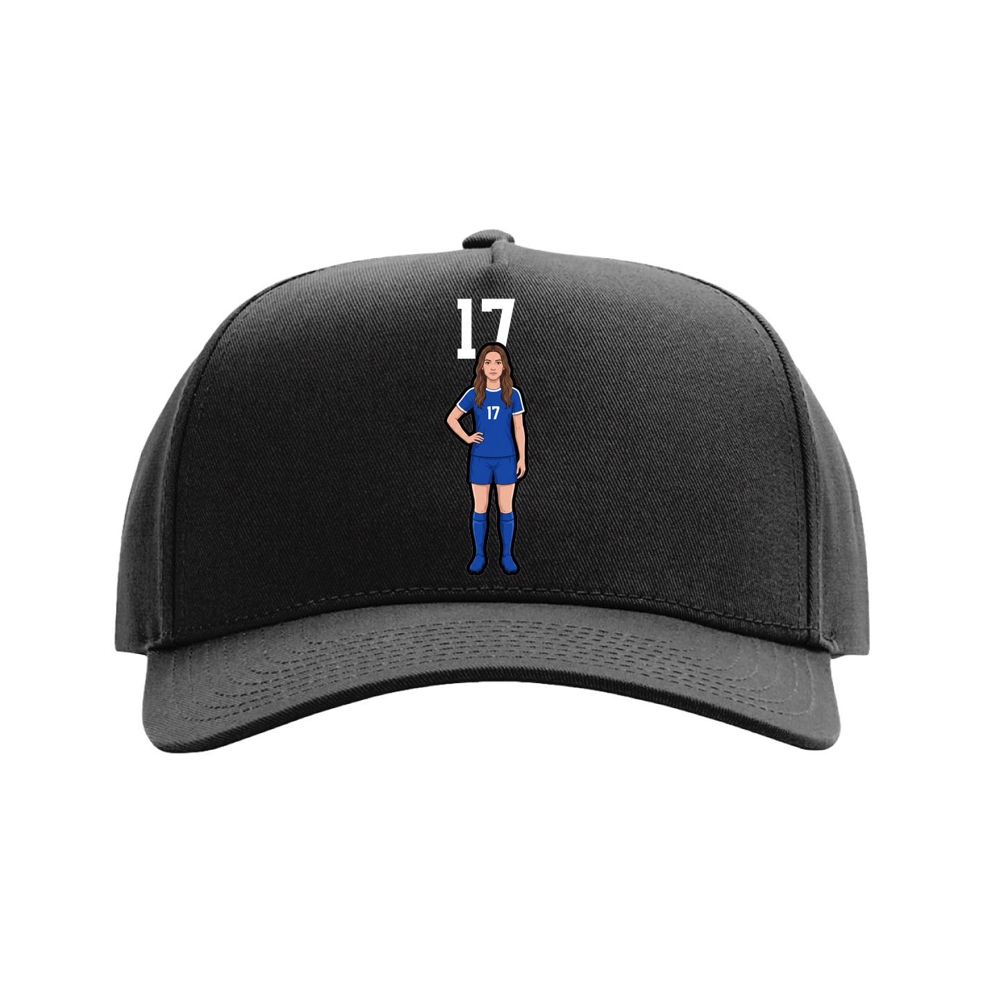 Full Fabric Five-Panel Champ Cap — Number Top in Black