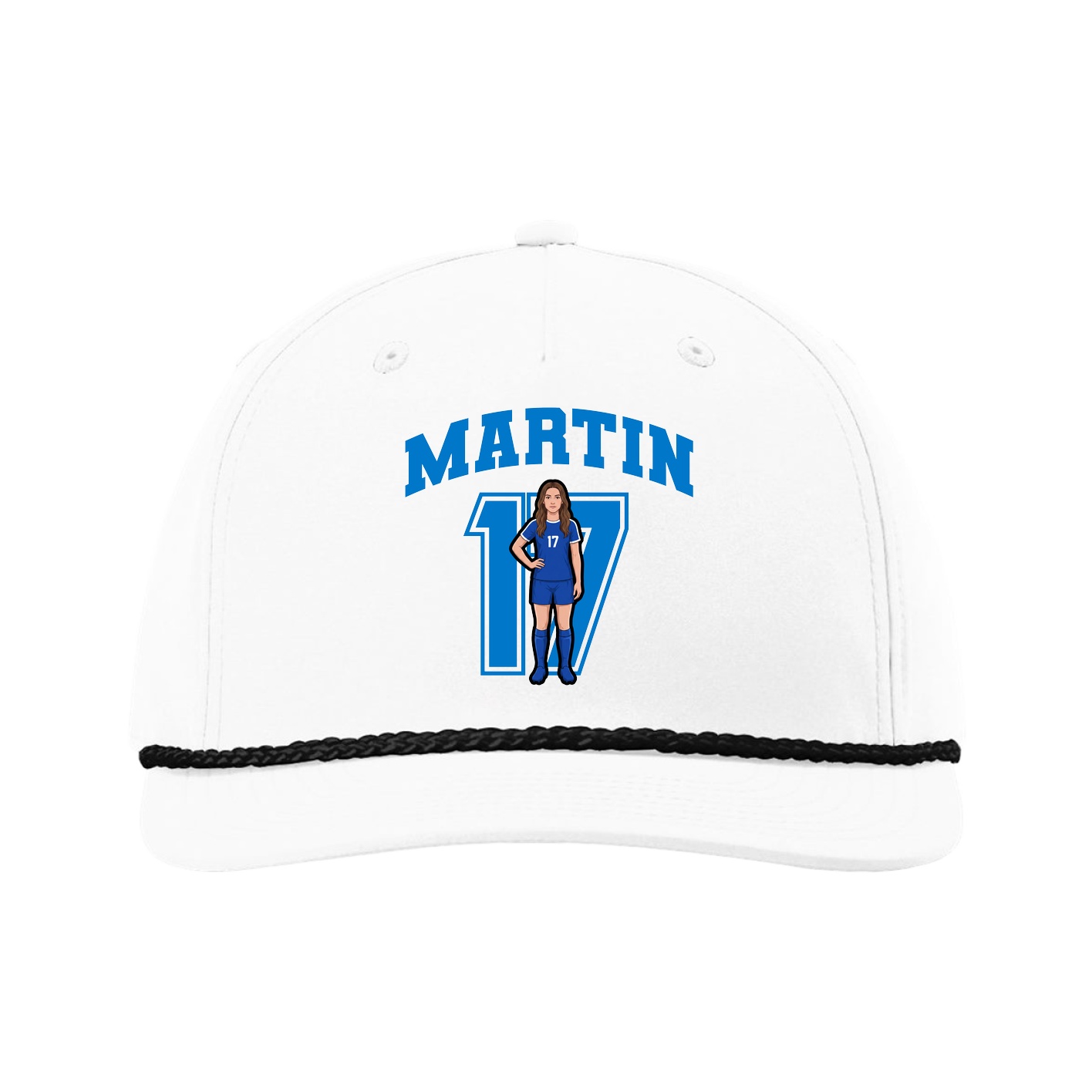 Five-Panel Classic Rope Cap — Number in White