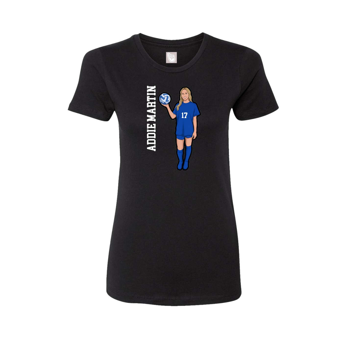 Fitted Women's Tee — Name Vertical in Black
