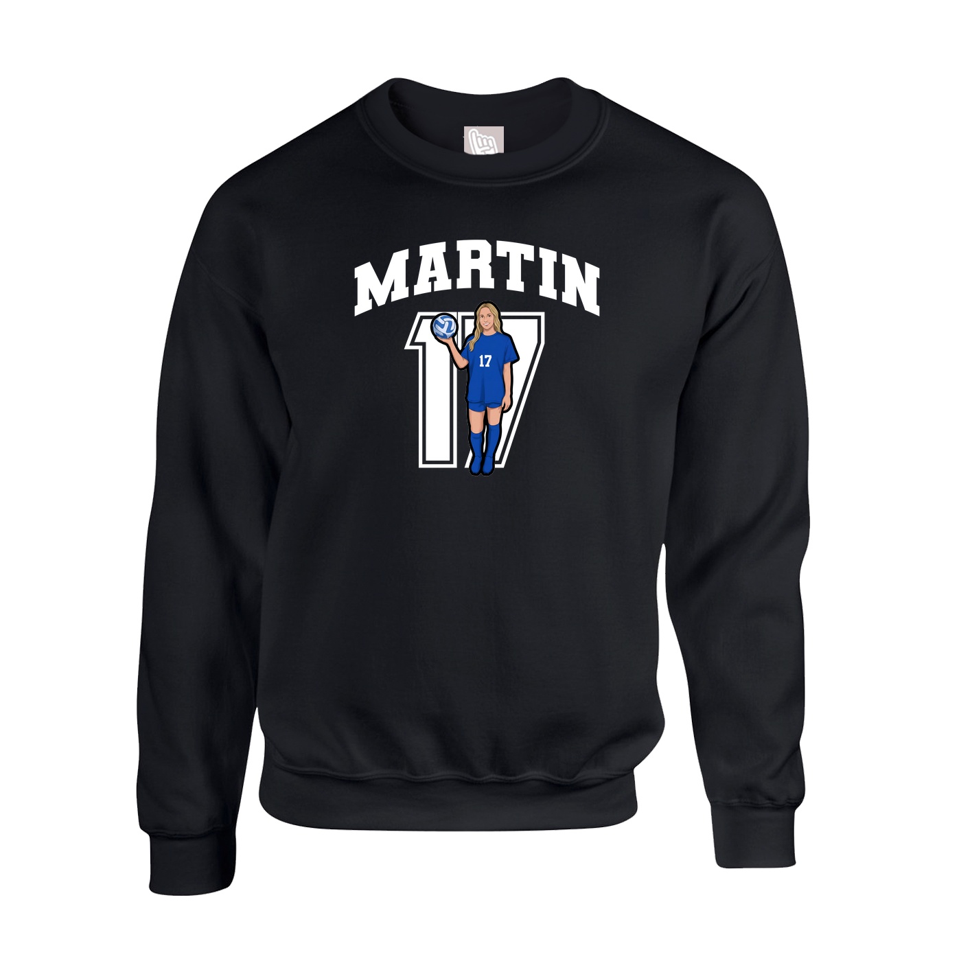 Fleece Crew — Number in Black