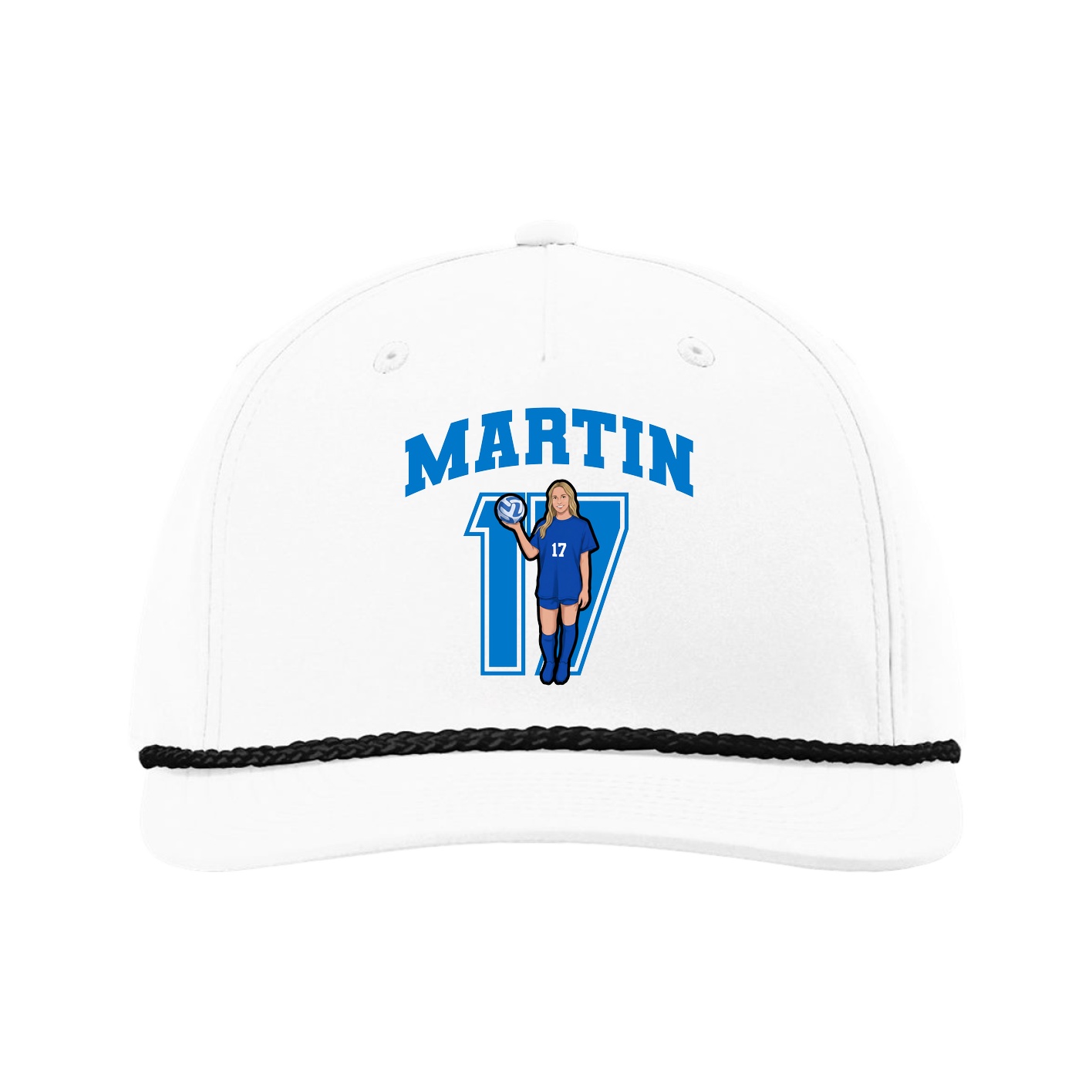 Five-Panel Classic Rope Cap — Number in White