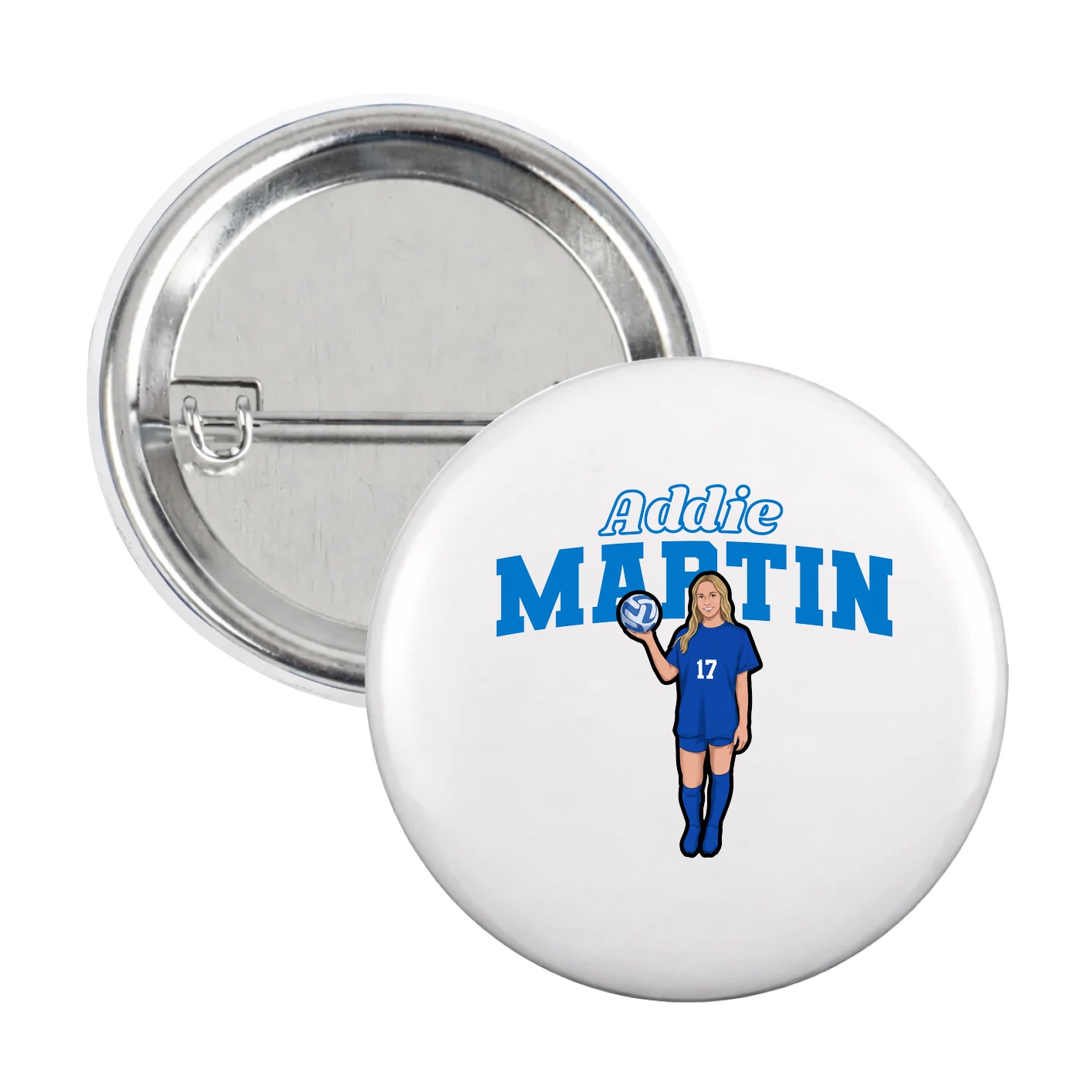 Game Day Button — Name Arch in White