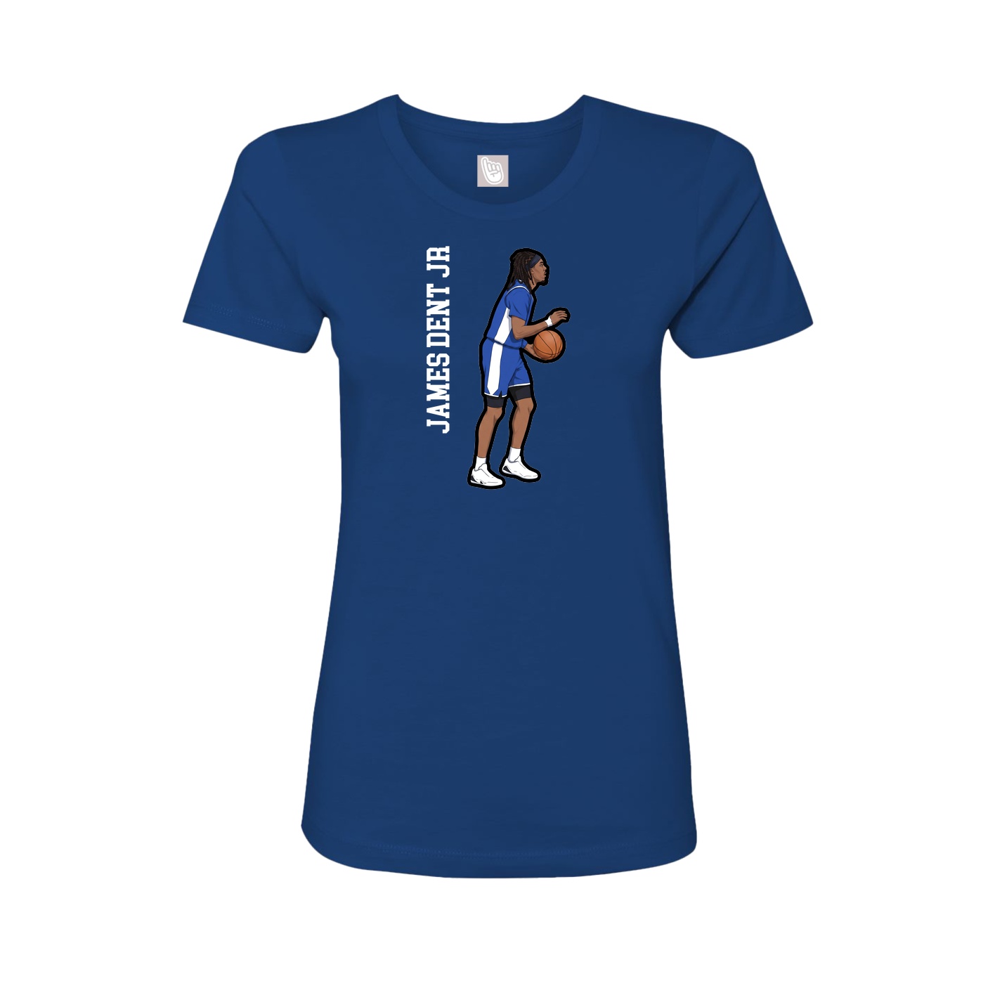 Fitted Women's Tee — Name Vertical in Royal