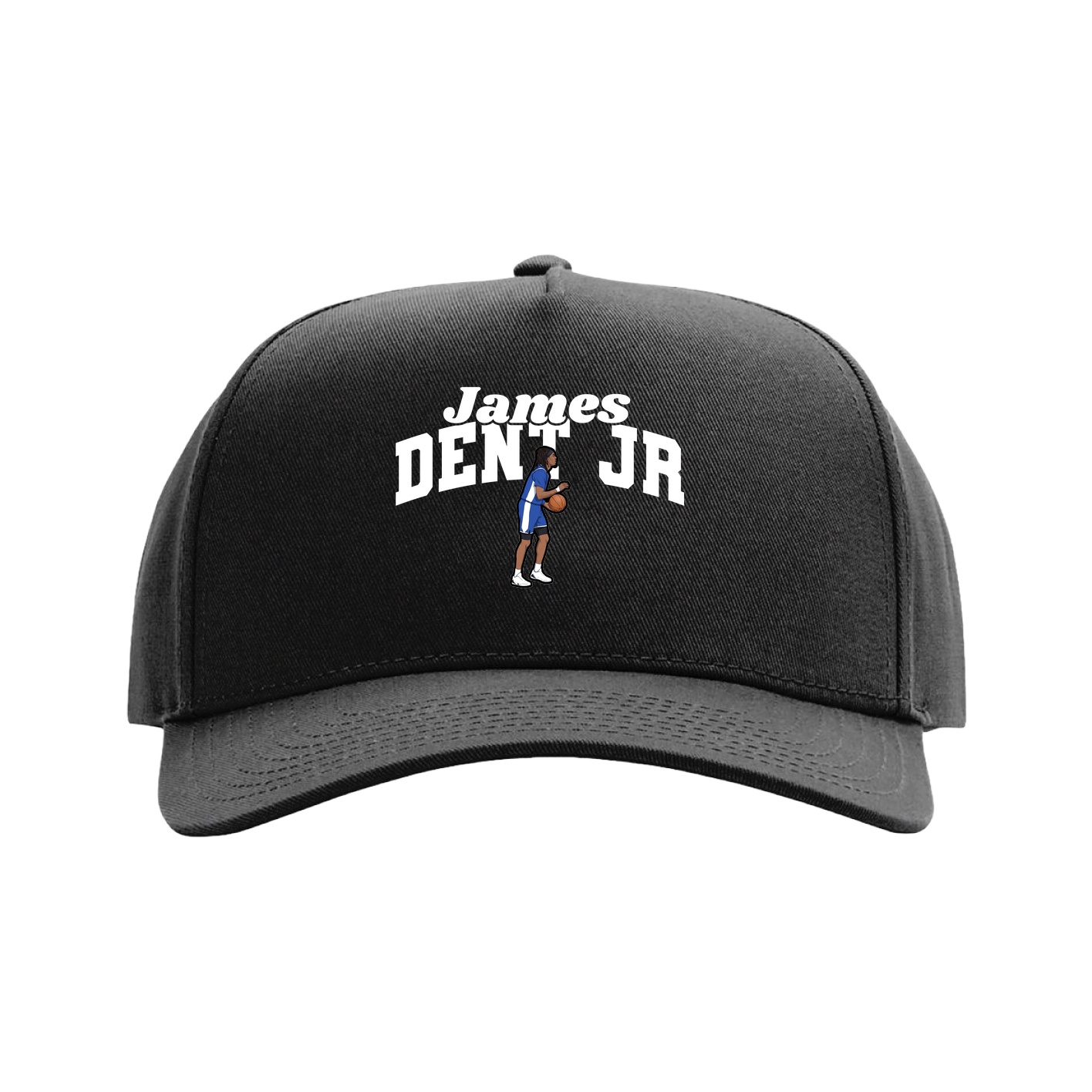Full Fabric Five-Panel Champ Cap — Signature Arch in Black