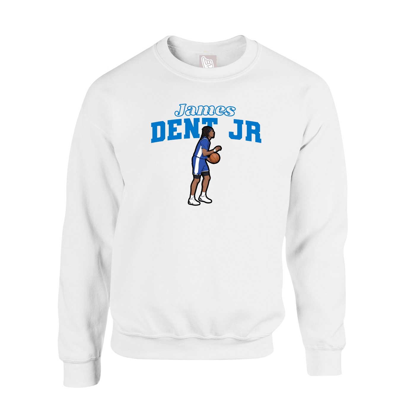Fleece Crew — Name Arch in White