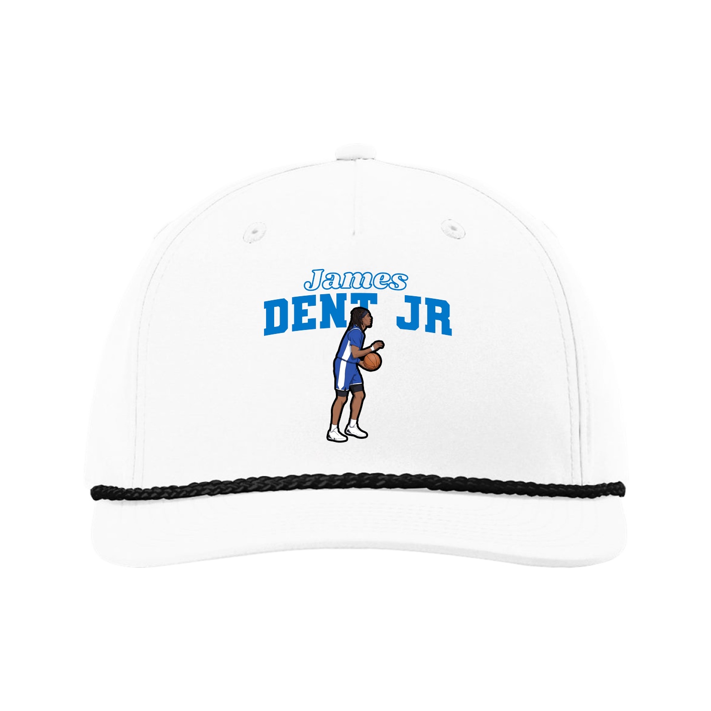Five-Panel Classic Rope Cap — Name Arch in White