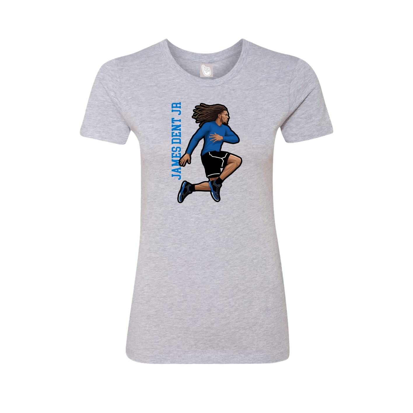 Fitted Women's Tee — Name Vertical in Grey