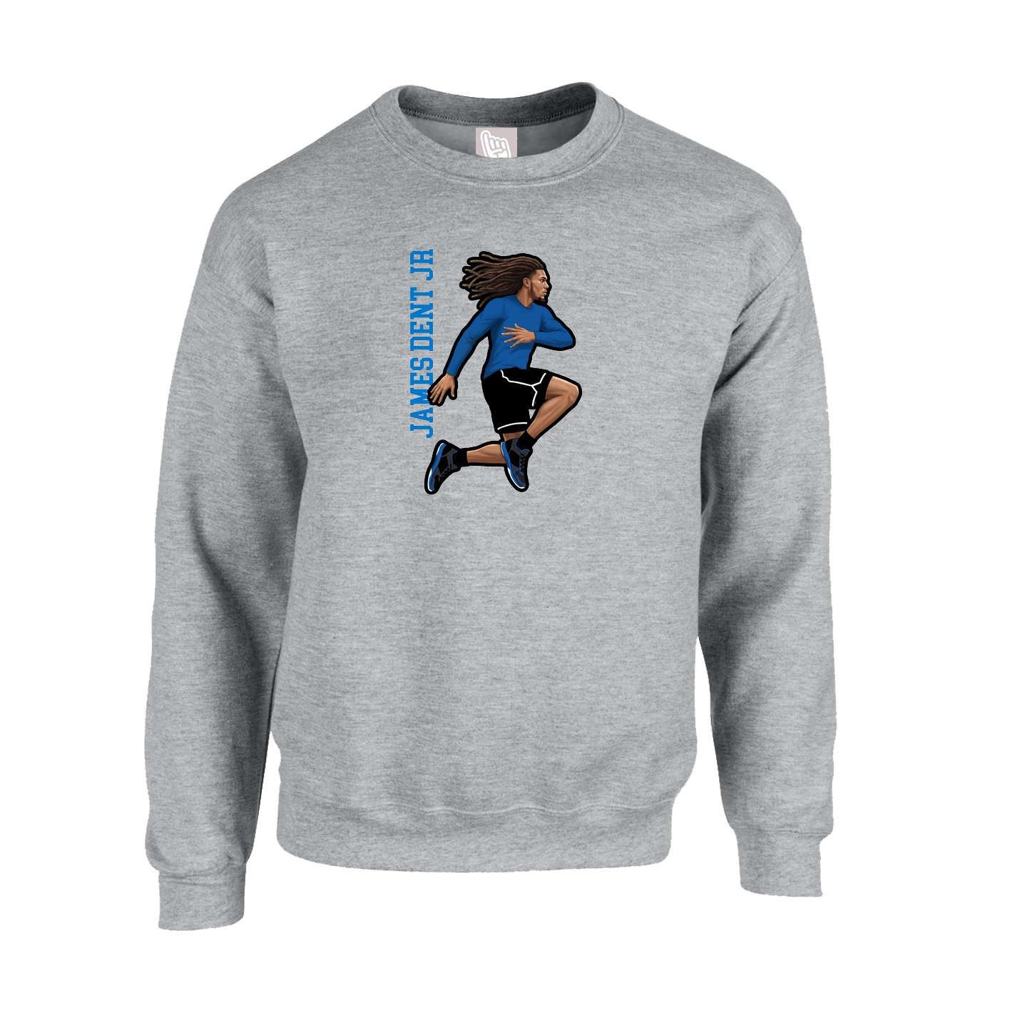 Fleece Crew — Name Vertical in Grey