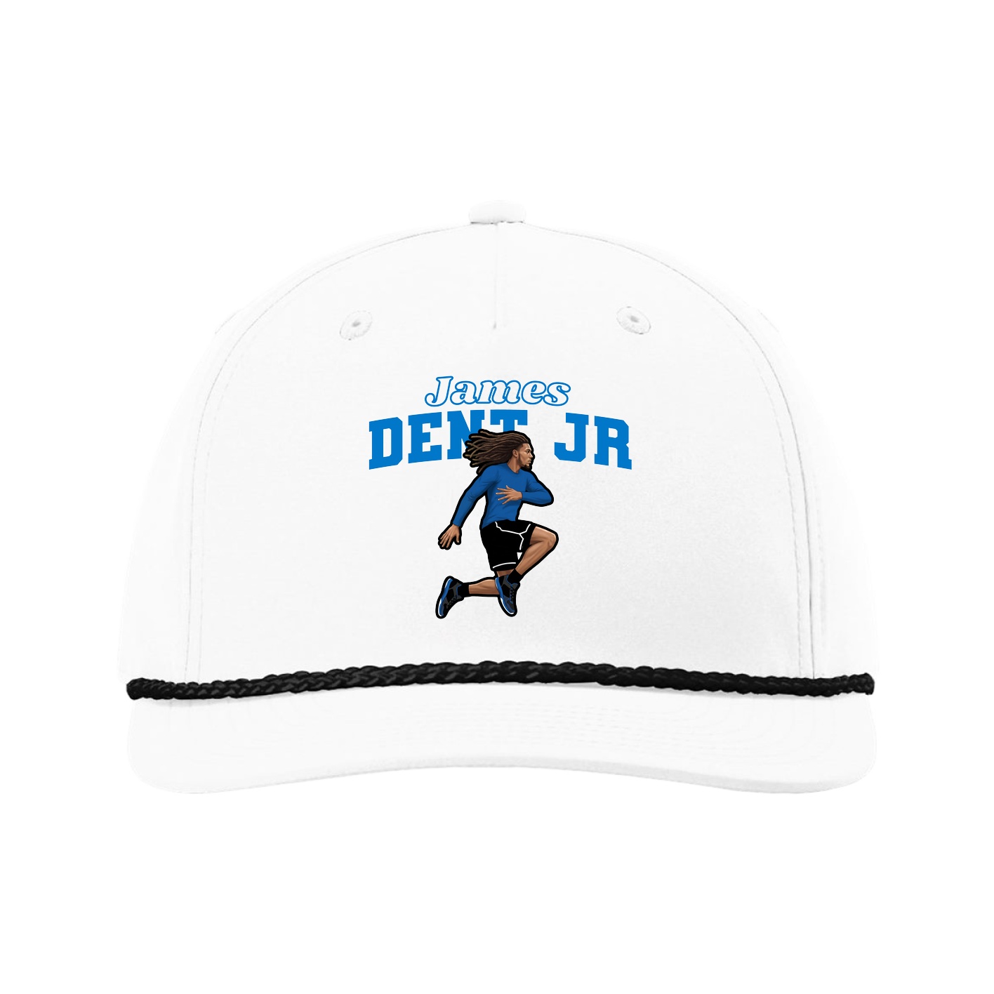 Five-Panel Classic Rope Cap — Name Arch in White