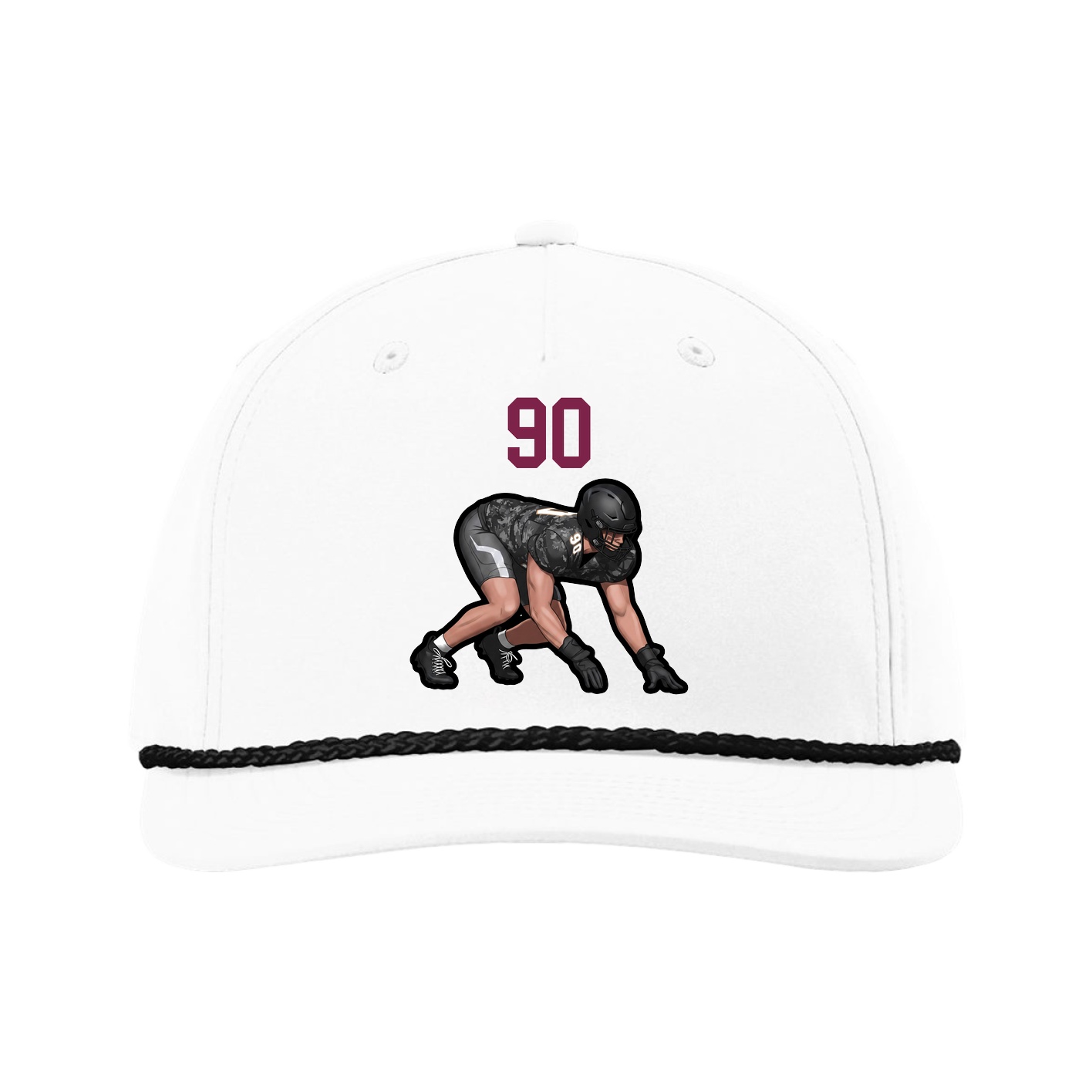 Five-Panel Classic Rope Cap — Number Top in White