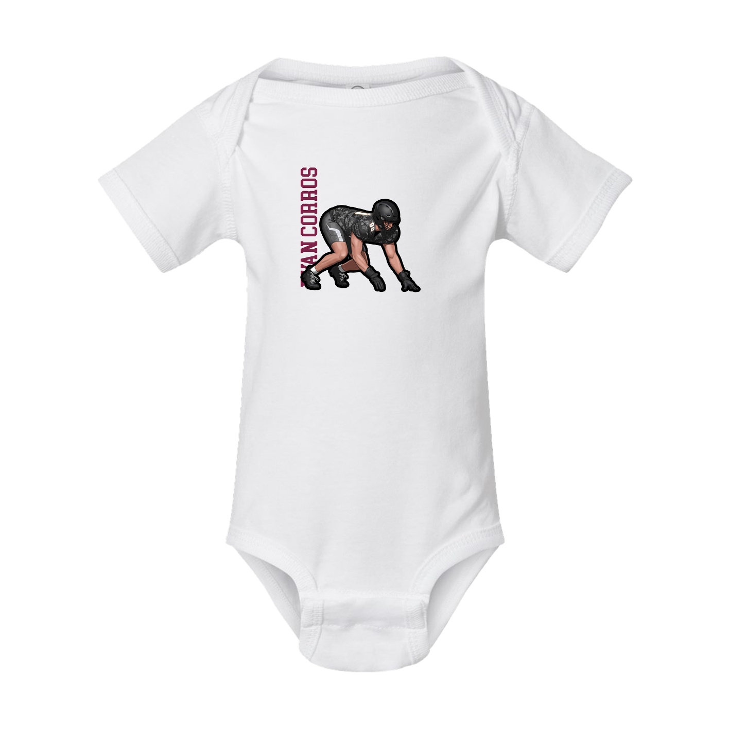 Baby Onesie — Name Vertical in White