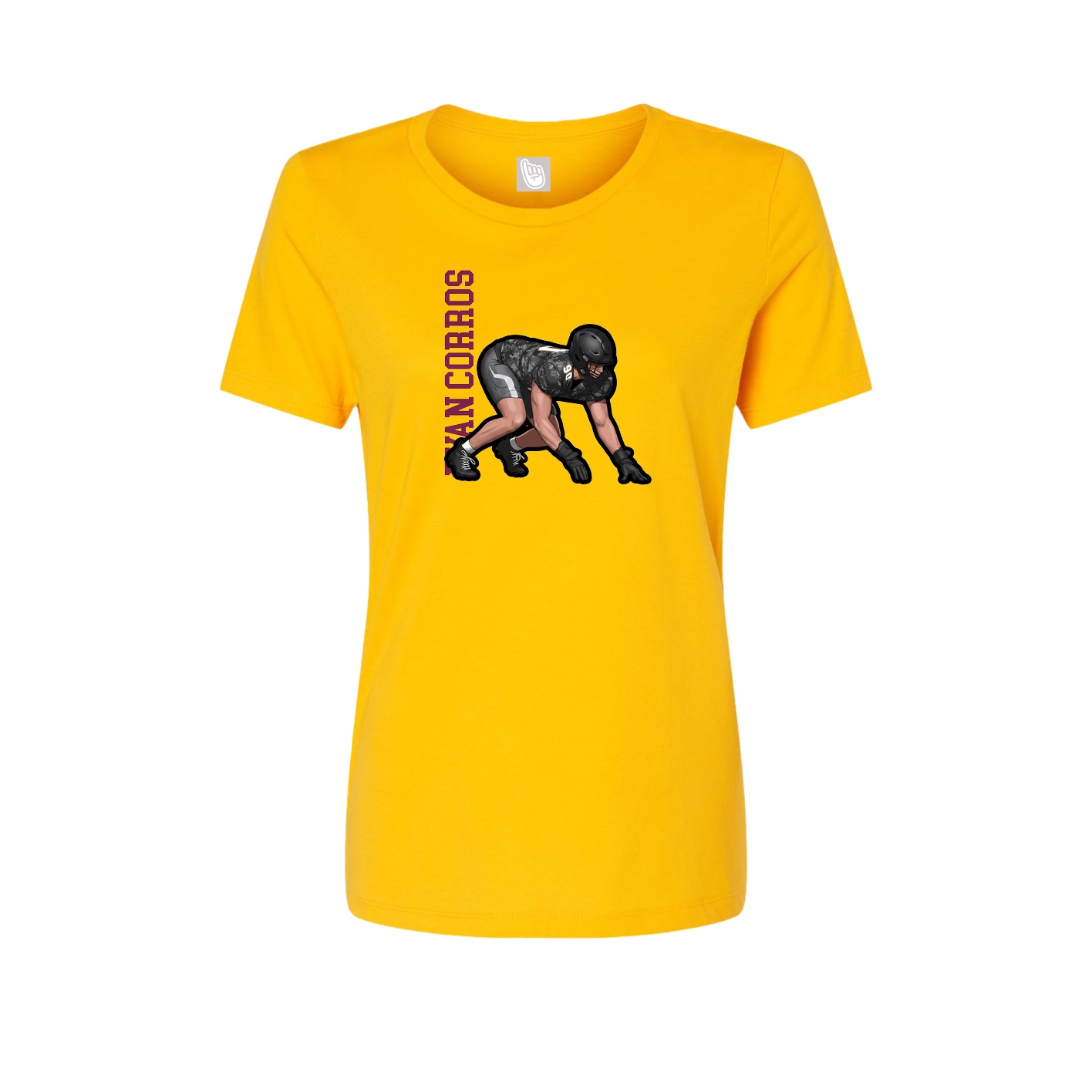 Fitted Women's Tee — Name Vertical in Gold