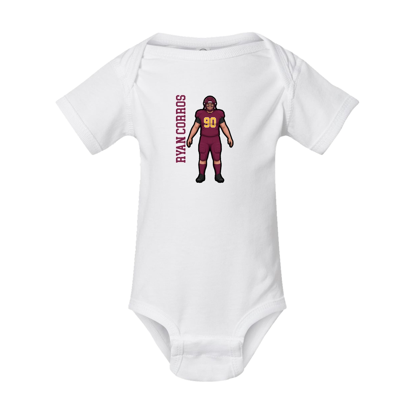 Baby Onesie — Name Vertical in White