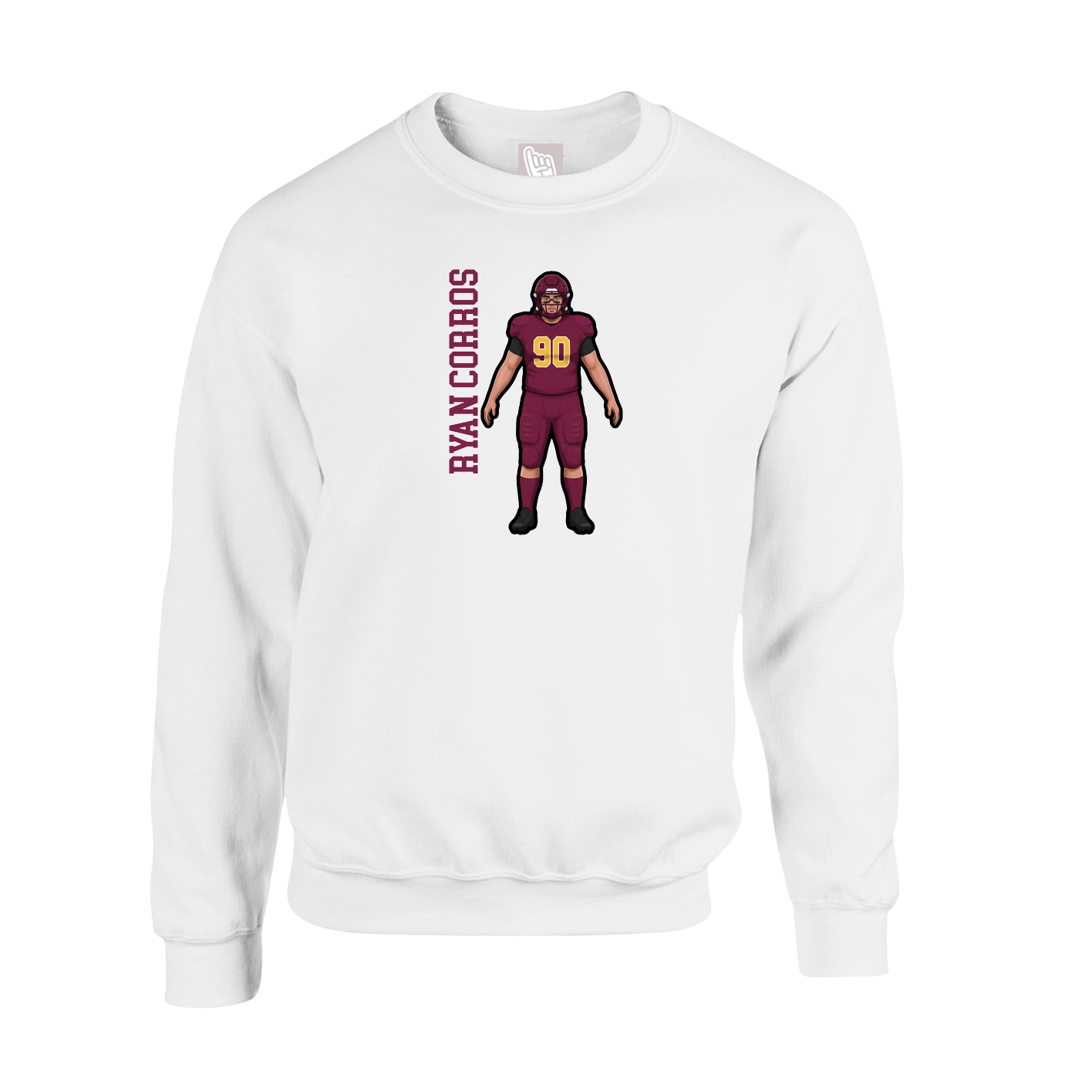 Fleece Crew — Name Vertical in White