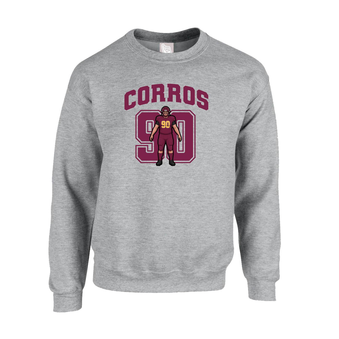 Fleece Crew — Number in Grey