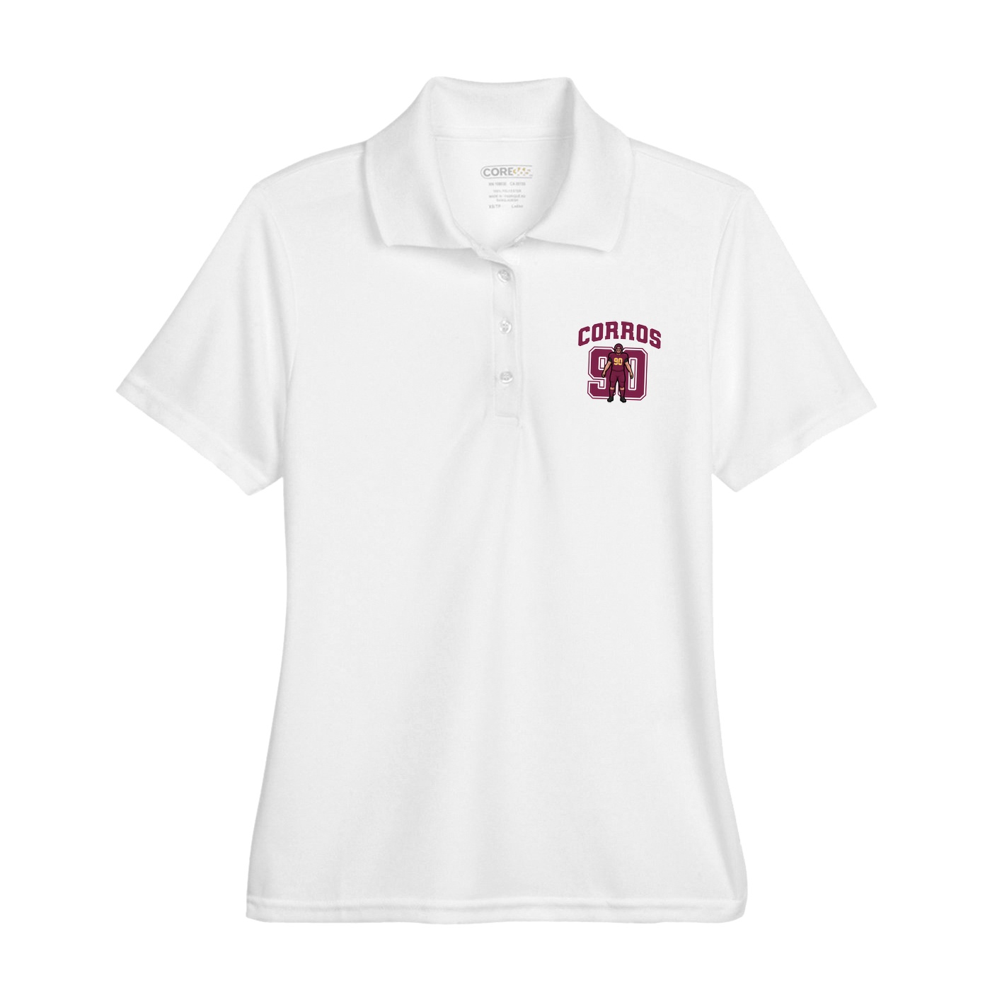 Womens Performance Polo — Number in White