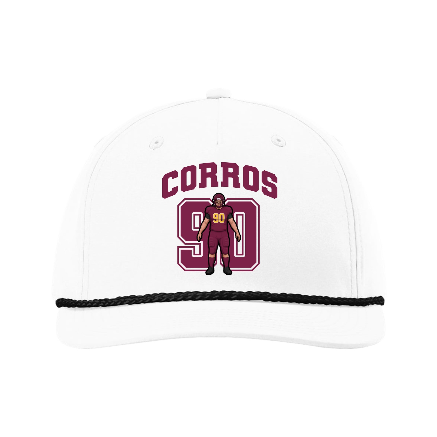 Five-Panel Classic Rope Cap — Number in White