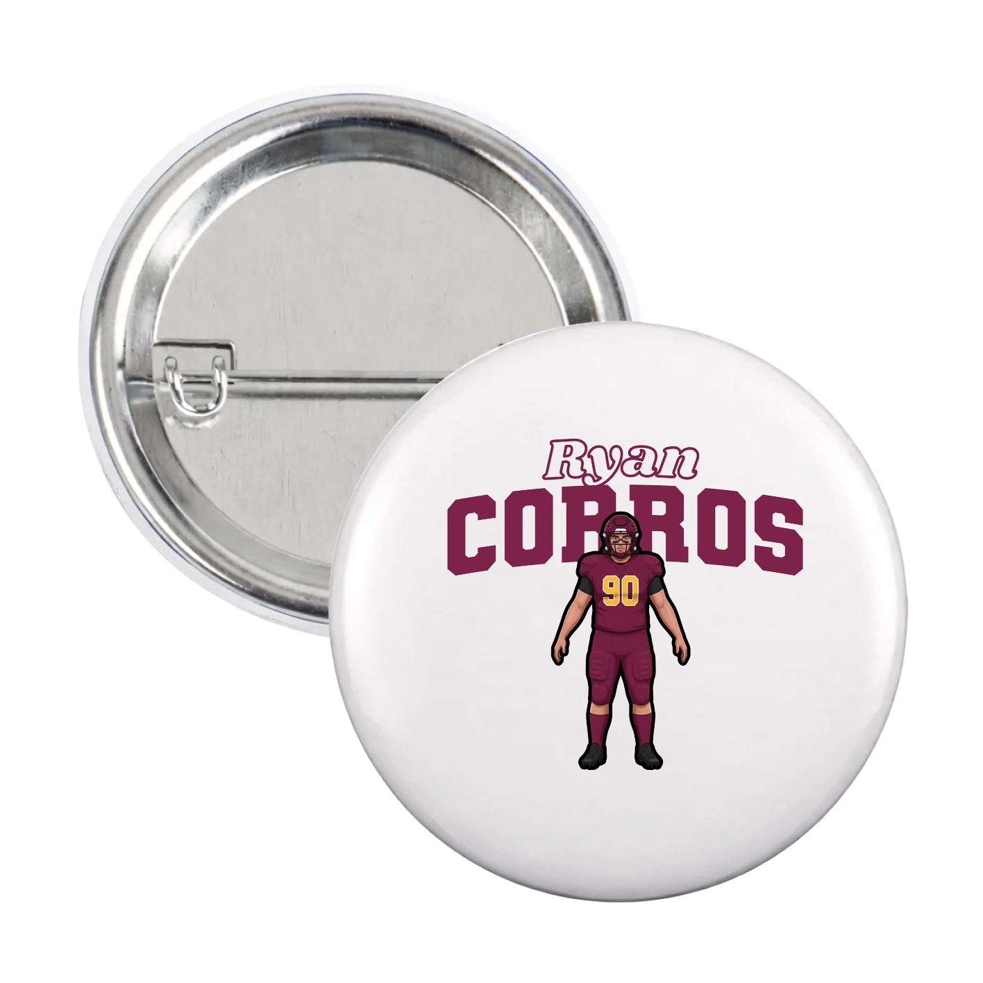 Game Day Button — Name Arch in White