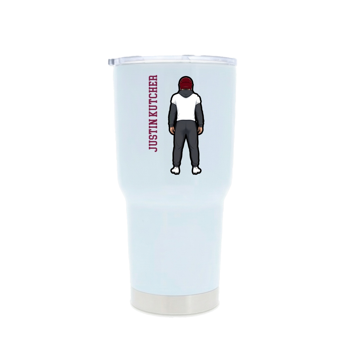 30oz Stainless Steel Tumbler — Name Vertical in White