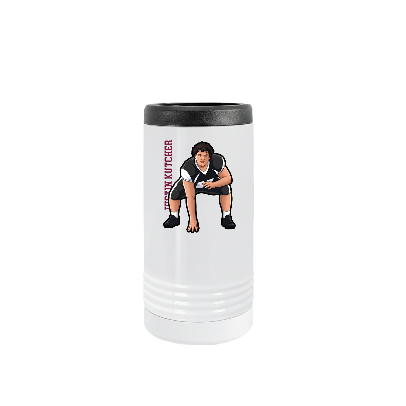 Slim Beverage Holder — Name Vertical in White