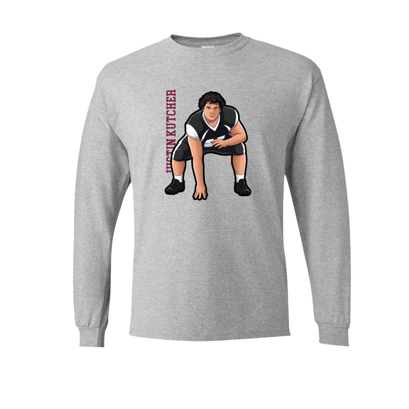 Long Sleeve Tee — Name Vertical in Grey