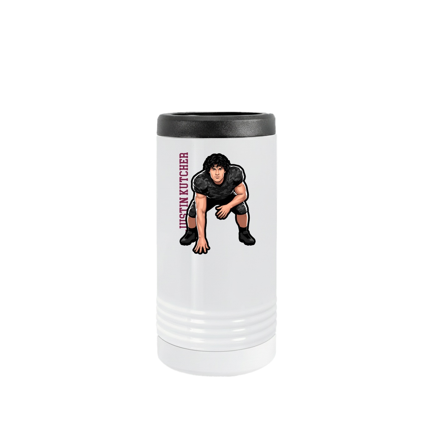 Slim Beverage Holder — Name Vertical in White
