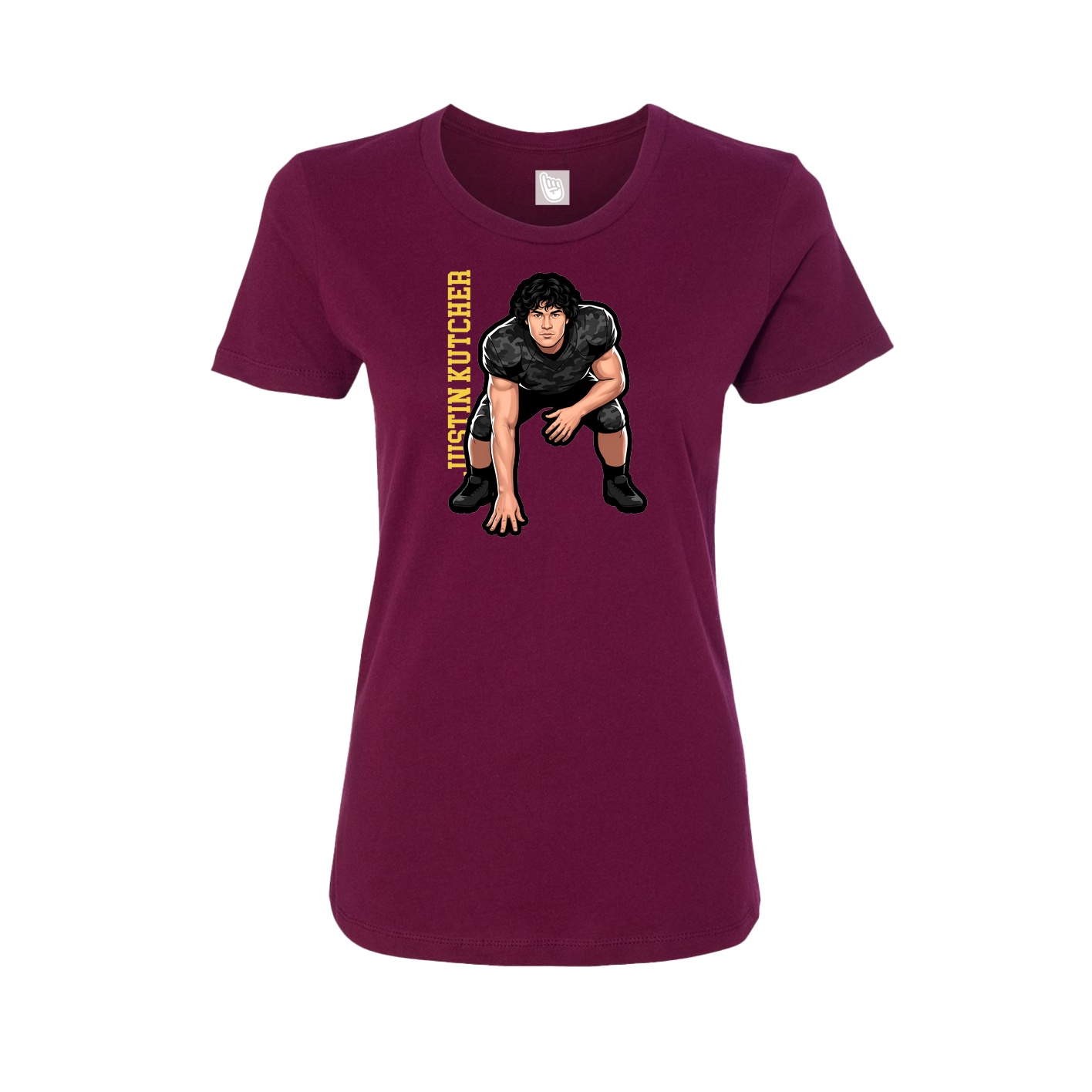 Fitted Women's Tee — Name Vertical in Maroon
