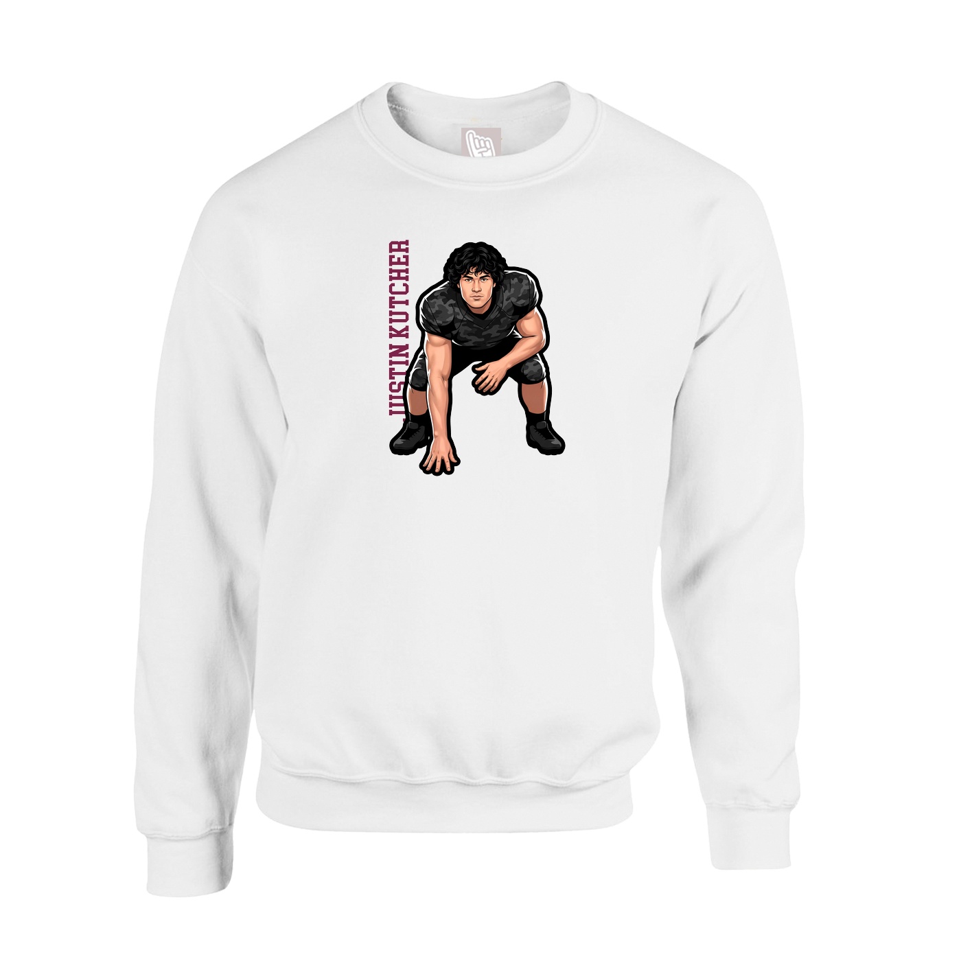 Fleece Crew — Name Vertical in White