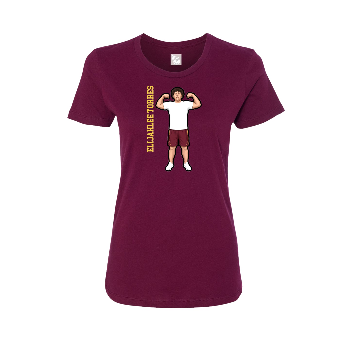 Fitted Women's Tee — Name Vertical in Maroon
