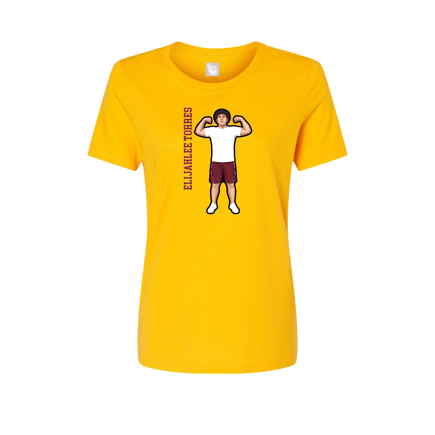 Womens Tee — Name Vertical in Gold