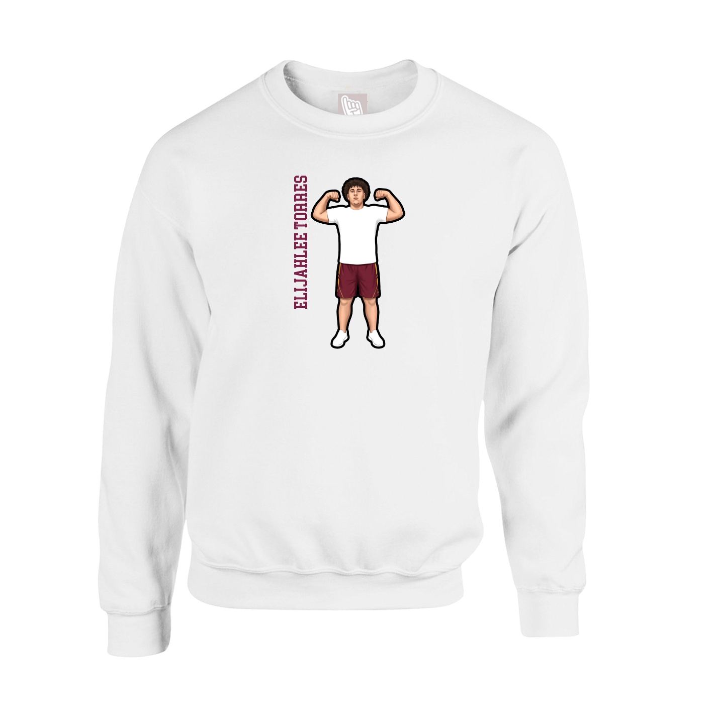 Fleece Crew — Name Vertical in White